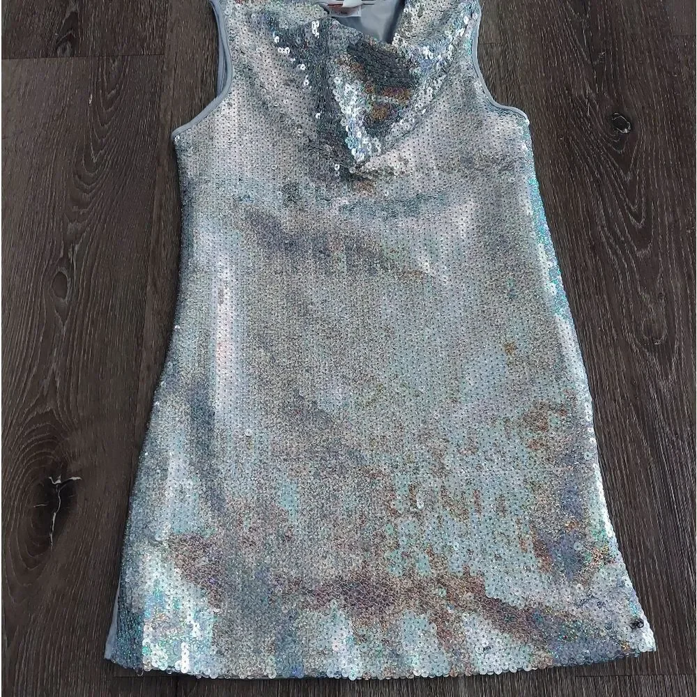 Disney Camp Rock Halloween Costume Silver Sequin Dress Large(14) - Picture 2 of 4